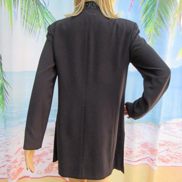 Liz Claiborne Night tunic length beaded top blazer, 36 bust, Polyester, Lined - Picture 9 of 14